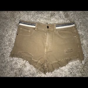 Tan Distressed Shorts
